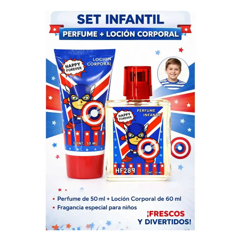 Perfume + Locion Infantil Niño Capitan America 51 Hs 50ml
