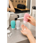 3 Botellas De Viaje Silicona Mini Dispensadores Vacío
