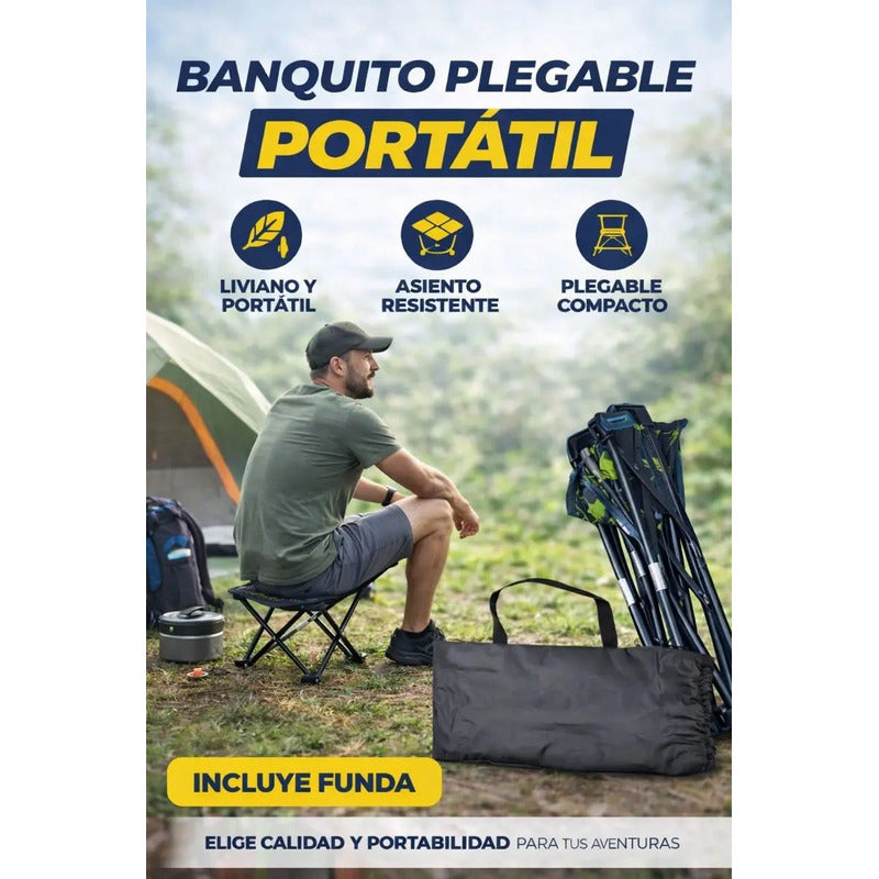 Taburete Plegable Silla Portátil Camping Piso De Acampar  Camuflaje