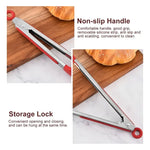 Pinza Multiuso De Acero Inoxidable Punta De Silicona Color Rojo