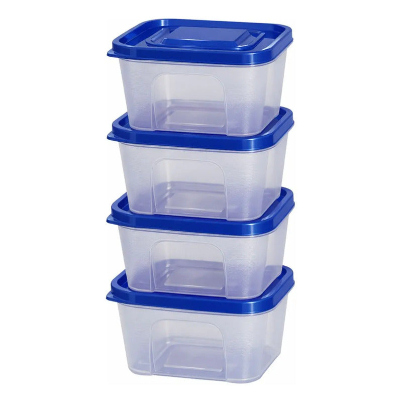 Set De 4 Taper Hermetico Contenedores Cuadrado Alimento 1.5l
