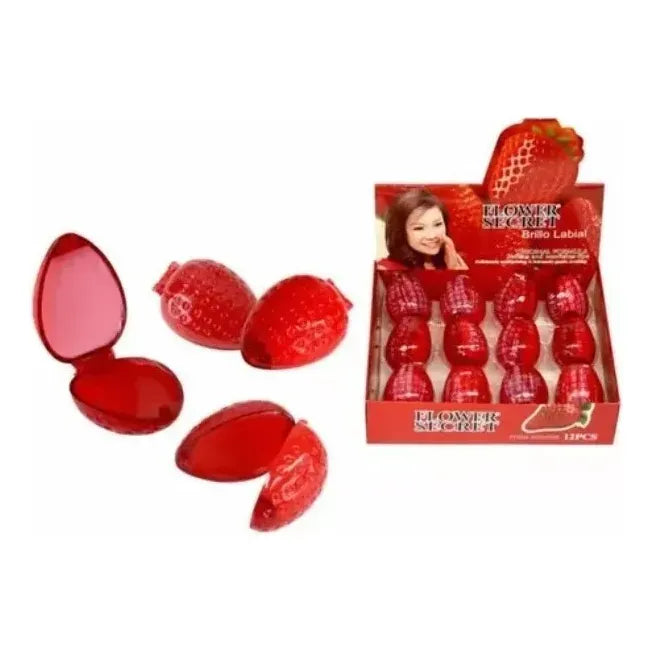 Pack De 6 Brillo Labial Frutilla Balsamo Labios Color Transparente