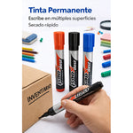 Set 3 Marcadores Plumones Permanentes Punta Redonda Multiuso Negro, Rojo, Azul
