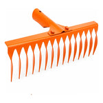 Rastrillo De Jardin Con 14 Dientes Torcidos Metal Sin Mango Naranja