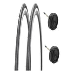X2 Neumáticos Bicicleta Aro 700x25c Plegables + 2 Cámaras Negro