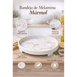Bandeja Redonda De Servir De Melamina Grano De Madera 26cm