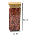 Frasco Hermetico Contenedor 700ml Tapa Bamboo Para Especies Transparente