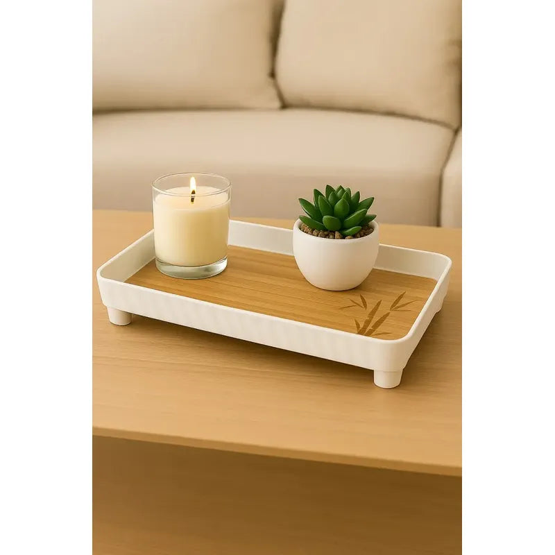 Bandeja De Melamina Con Grano De Madera Para Servir 30x19 Cm