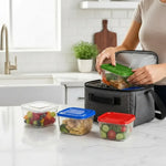 Set De 4 Taper Hermetico Contenedore Cuadrado Alimento 1lts Tapas Colores Surtidos