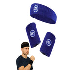 Set De Banda + Muñequera Deportiva Absorbente Sudor Unisex