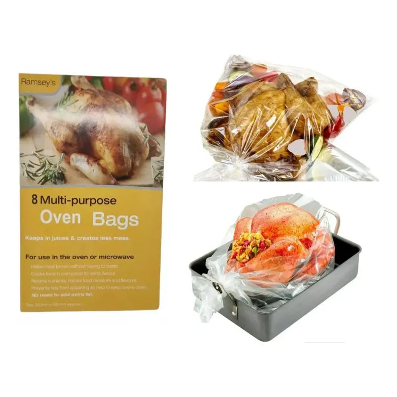 8 Bolsas Para Asar Cocinar Hornear Pollo Pavo Roasting Bags