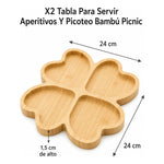 X2 Tabla  Para Servir Aperitivos Y Picoteo Bambú Picnic