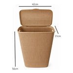 X2 Canasto De Plastico Para Ropa Sucia Con Tapa Calado Cesto Taupe Calado