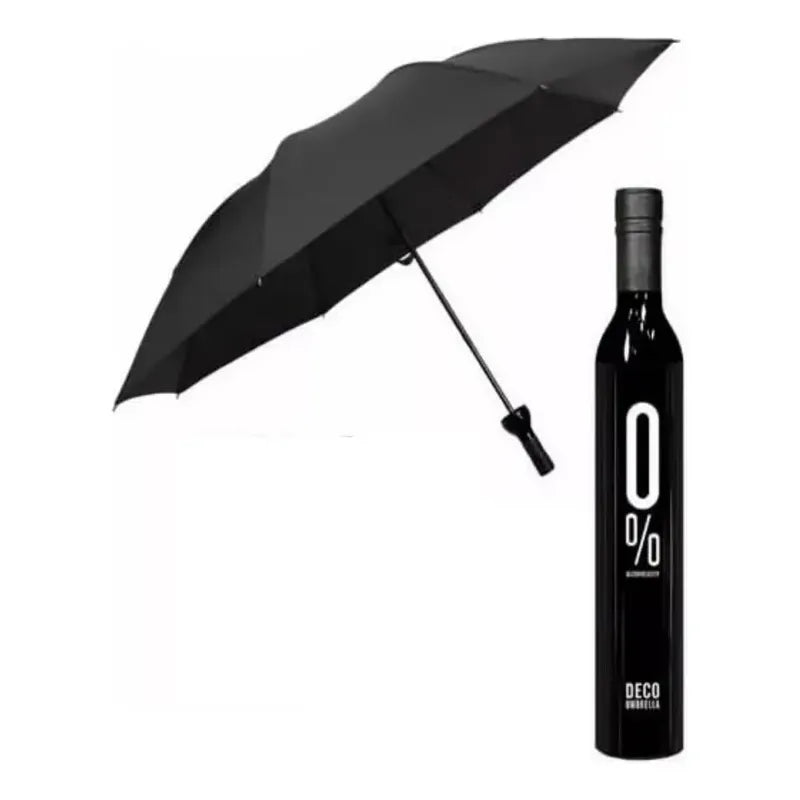 Paraguas Plegable Con Forma De Botella Negra, Antirayos Uv