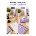 Porta Scotch Dispensador Cinta Adhesiva Para Escritorio Lila