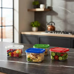 Set De 4 Taper Hermetico Contenedore Cuadrado Alimento 1lts Tapas Colores Surtidos