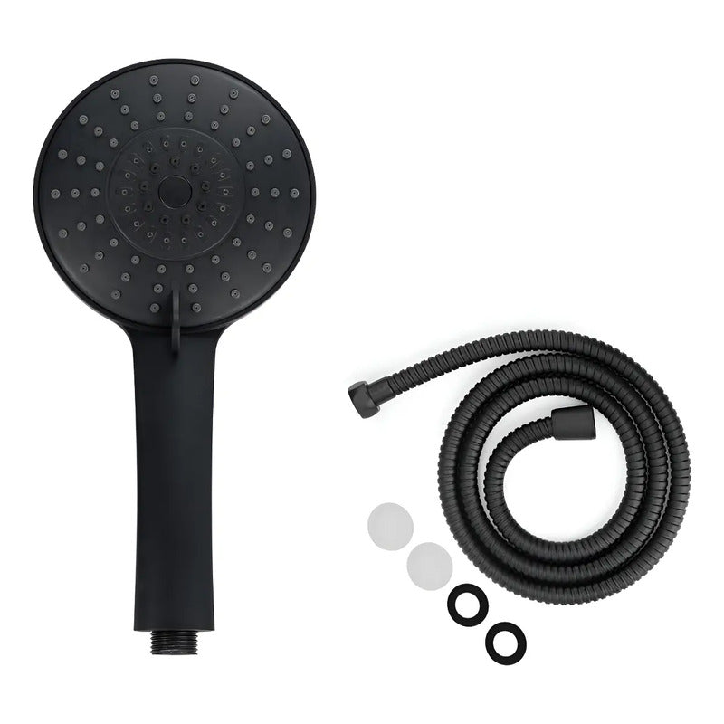 Cabezal Para Ducha Filtrador + Manguera Flexible Negro Negro Mate