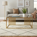 Mesa De Centro Rectangular Con Cubierta De Vidrio Decoracion Dorado