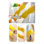 2 Pares De Guantes De Látex Para Lavar Limpieza Cocina 30cm Amarillo
