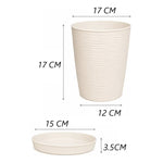 X1 Macetero Pequeño Texturizado Con Plato Decoración Hogar Blanco Texturizado