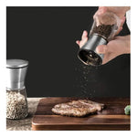 Pack 2 Saleros Molinillos Acero Inox Sal, Pimienta, Especias Plateado