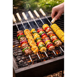 X6 Fierros Para Anticuchos Brochetas Asado Parrilla Acero Acero Inoxidable Mango Madera