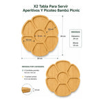 X2 Tabla  Para Servir Aperitivos Y Picoteo Bambú Picnic