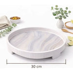 Bandeja Redonda De Servir De Melamina Grano De Madera 30cm