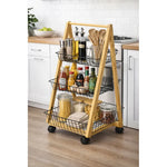 Carro Organizador De Bambu Con Ruedas Cocina Multiusos Negro
