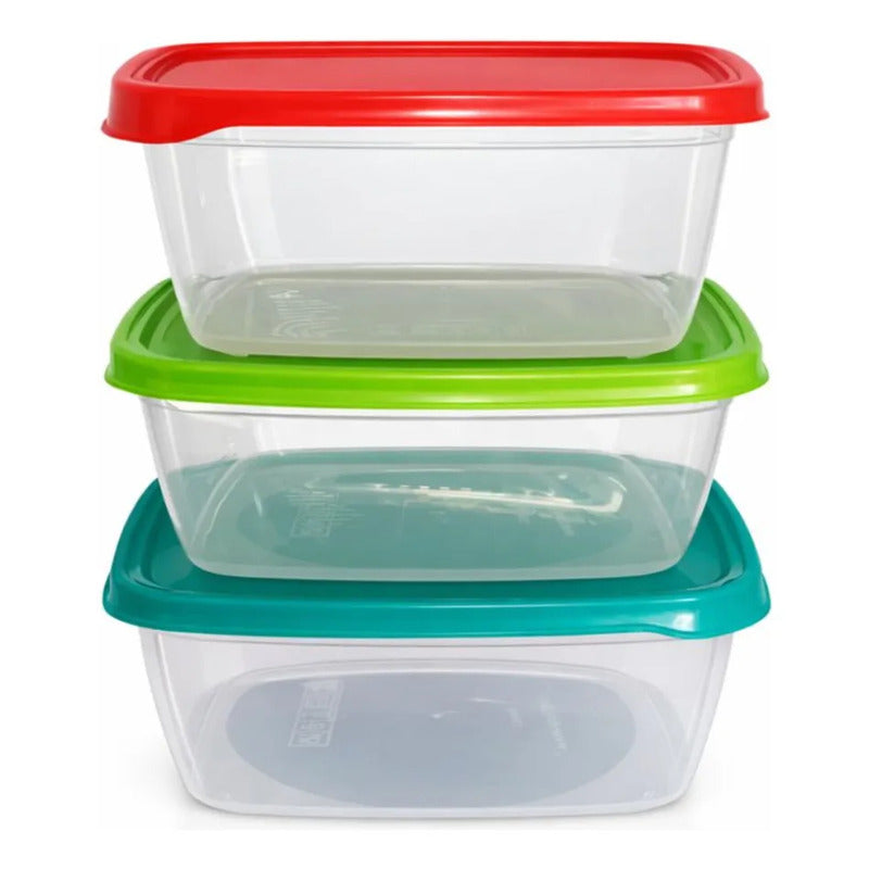 Set 3 Taper Hermetico Contenedores Rectangular Alimento 2.1l Hombre/niño