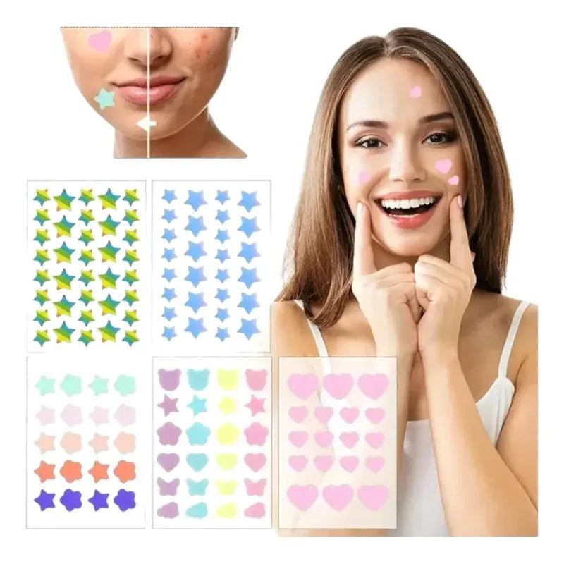 Parche Para El Acne Pack 36 Unid Corazon Estrella Todo Tipo De Piel Día/noche