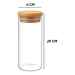 X3 Frascos De Vidrio Para Especias Con Tapa De Bambu 600ml Transparente