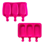 Molde De Helado Silicona Paleta X3 Con Tapa Color
