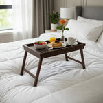 Bandeja Desayuno Con Patas Plegable Para Cama Sofa De Bambu Marrón Oscuro
