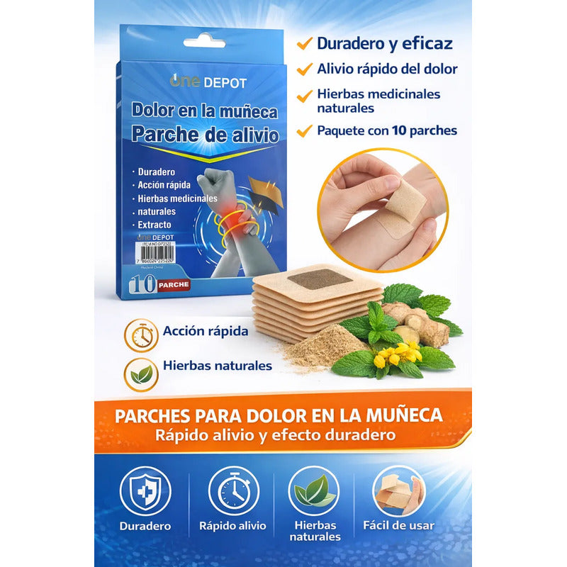 10 Parches Para Calmar Eliminar Dolor De Muñeca Alivio Pack