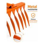 X2 Rastrillo De Jardin 14 Dientes Torcidos Metal Sin Mango Naranja