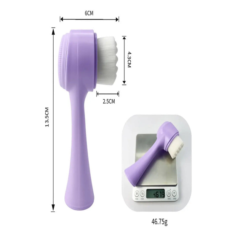 X2 Cepillo Limpieza Facial Exfoliante Doble Cara Manual