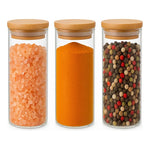 Pack De 3 Frascos De 350ml Con Tapa De Bambú Para Especias Vidrio
