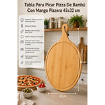Tabla Para Picar Pizza De Bambu Con Mango Pizzera 45x32cm