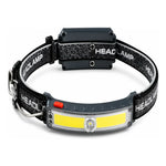 Linterna Frontal Recargable Led Con 2 Luces Para Cabeza Blanca Negra