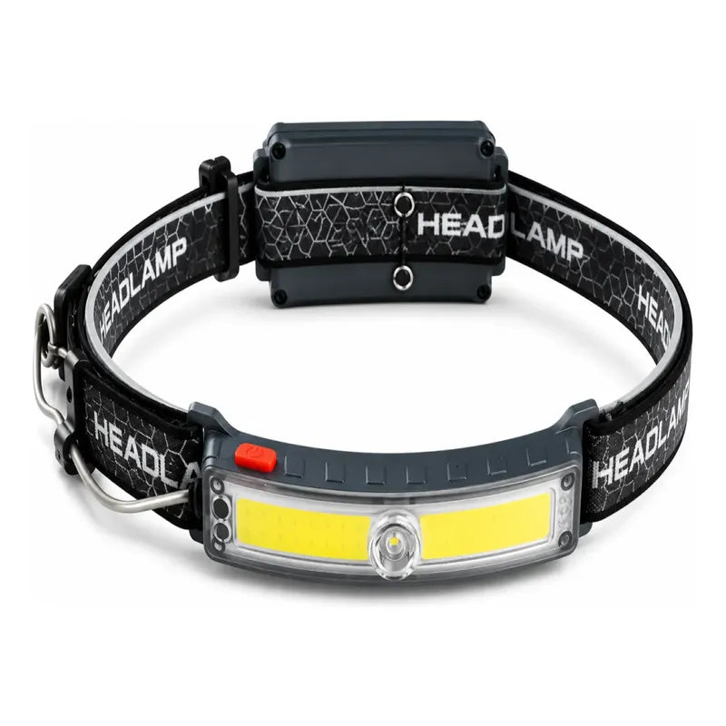 Linterna Frontal Recargable Led Con 2 Luces Para Cabeza Blanca Negra