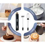 Mini Batidor De Cafe Batidor Espumador Recargable 2 En 1 Negro