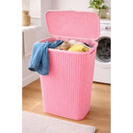 X2 Canasto De Plastico Para Ropa Sucia Con Tapa Calado Cesto Rosa Con Tapa