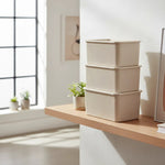 X3 Caja Cesta Organizadora Plastica Con Tapa Apilable 24ltrs