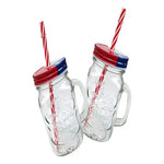 X2 Vaso De Vidrio Con Bombilla Para Celebrar Fechas Patrias Tapa Bandera Chile