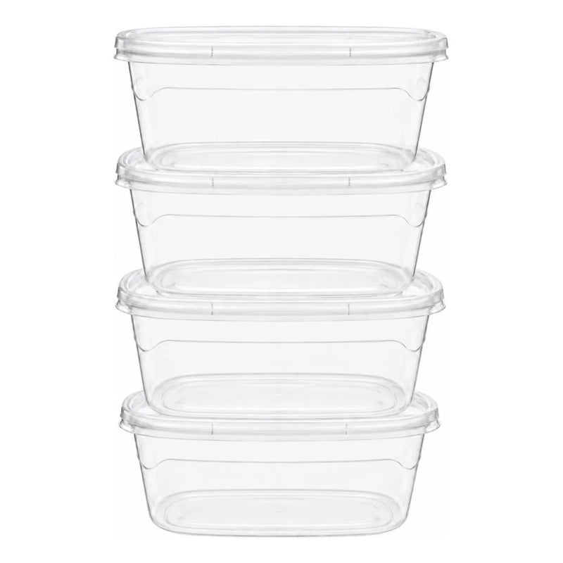 Pack 4 Contenedor Hermetico Plastico De Alimentos 3,5 Litros Transparente