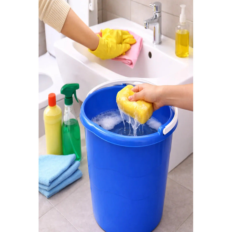 Balde Plastico Con Manilla Resistente Y Practico 10 Litros Azul