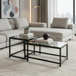 Mesa De Centro 2 Mesita Centro Cuadrada Y Rectangular Nido Negro