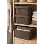X3caja Organizadora Canasto Plastico Rattan Con Tapa 23x31cm