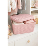 X3caja Organizadora Canasto Plastico Rattan Con Tapa 23x31cm